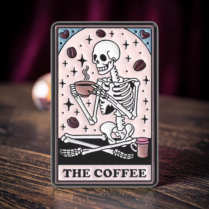 The Coffee Tarot Card Skeleton Enamel Pin