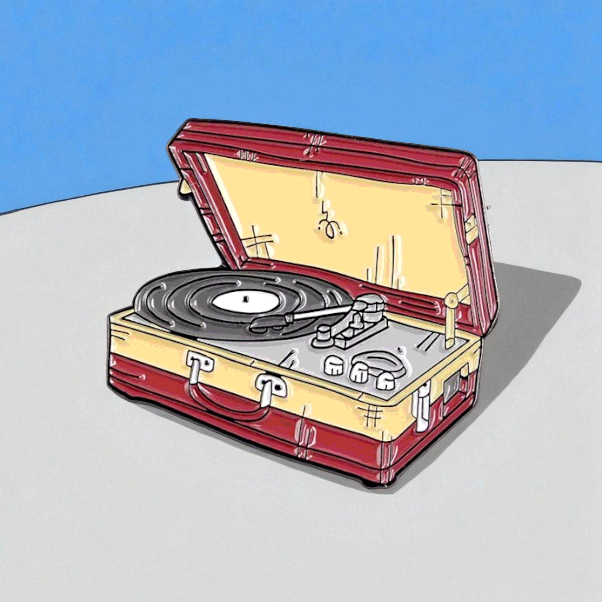 enamel pin record player