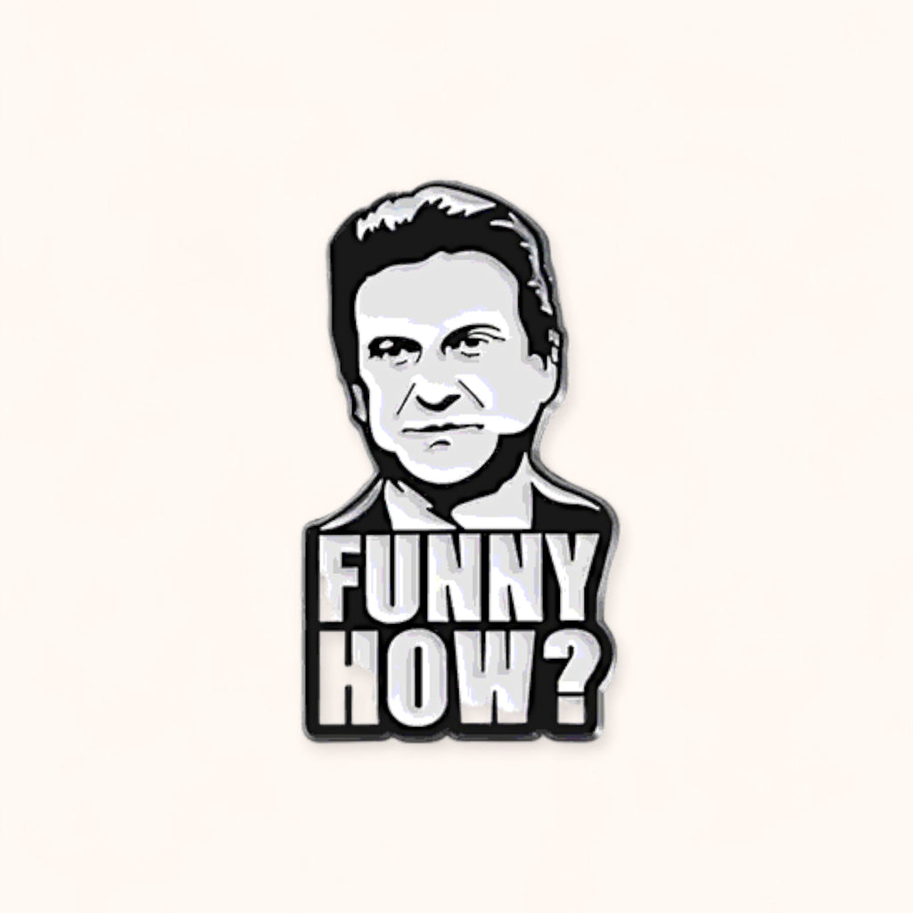 Goodfellas Enamek Pin 'FUNNY HOW?' text with Joe Pesci