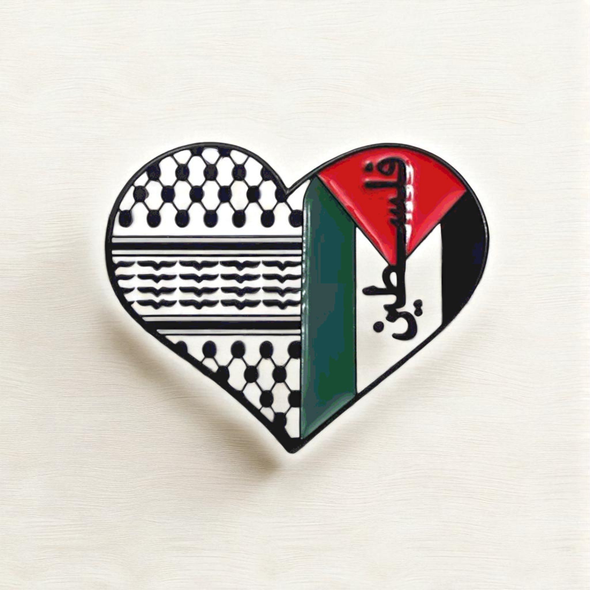 Palestine Heart Enamel Pin – Kufiya Pattern
