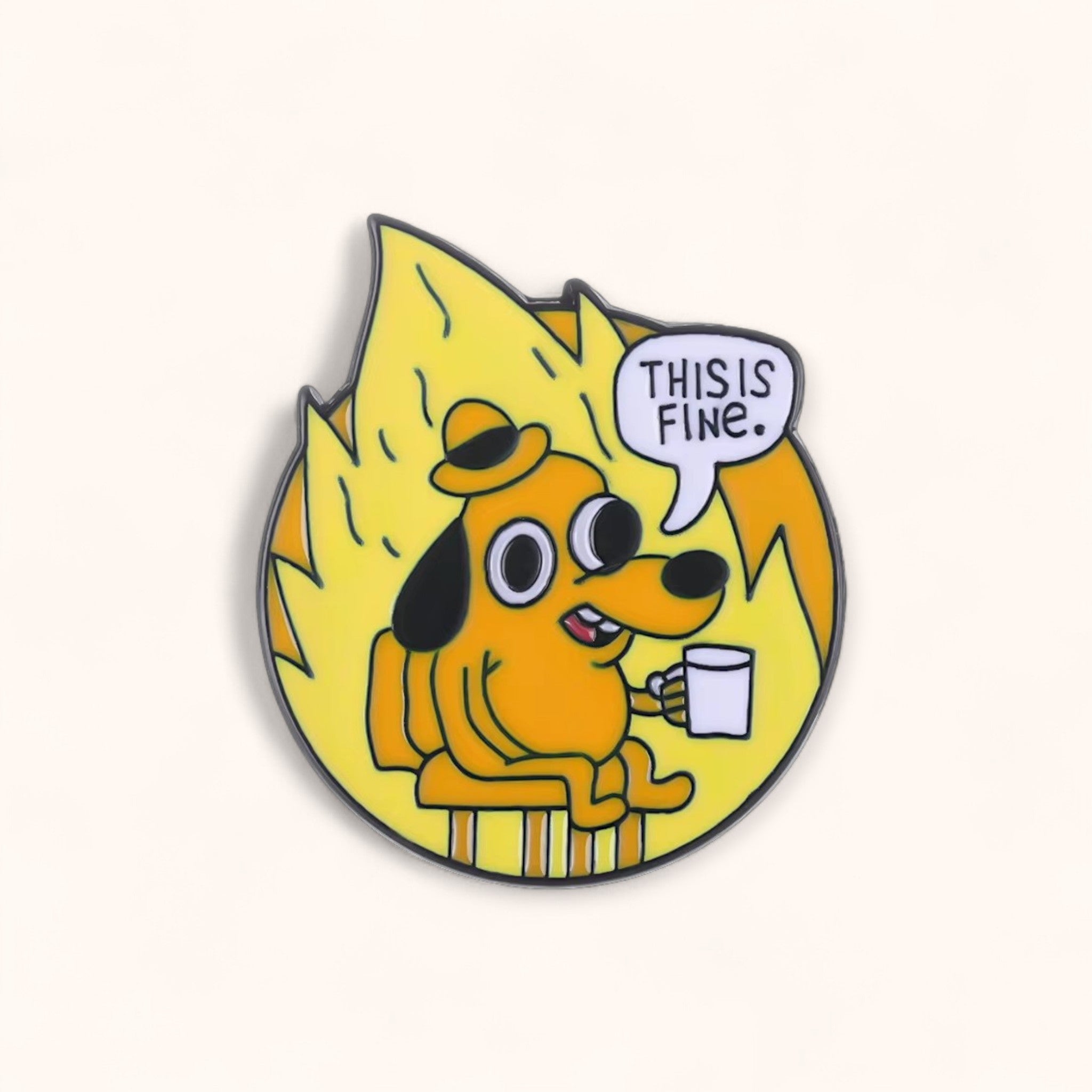 This Is Fine Meme Enamel Pin