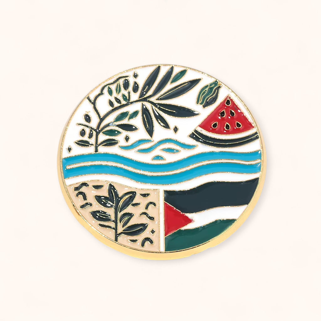 Palestine Heritage Round Enamel Pin