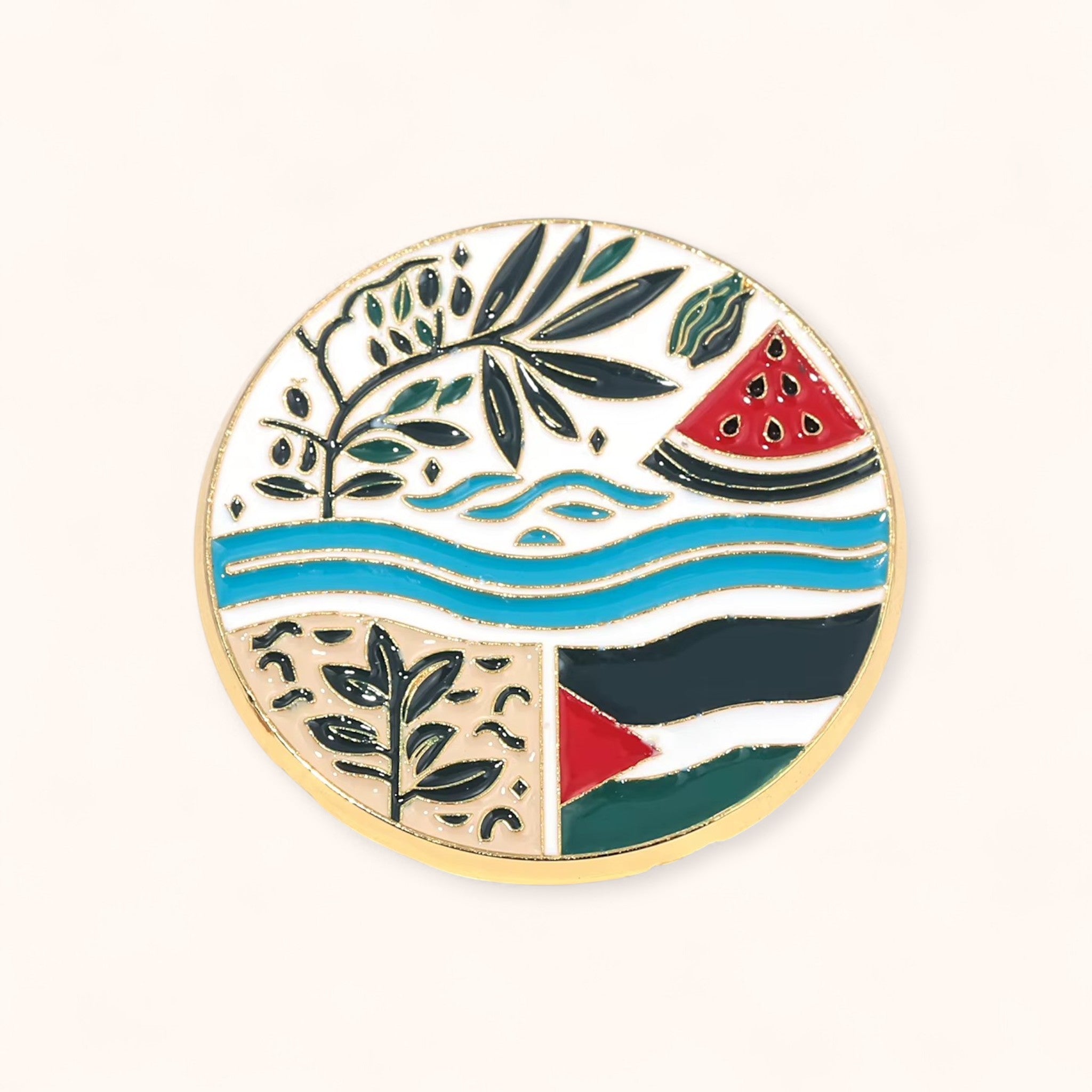 Palestine Heritage Round Enamel Pin