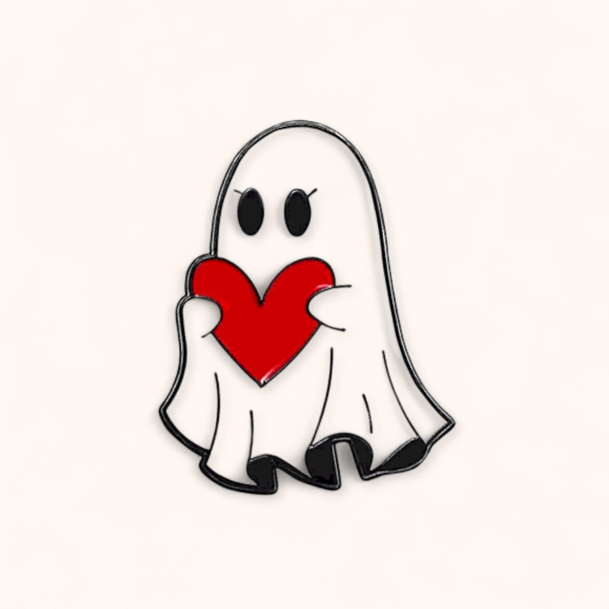 Ghost with Heart Enamel Pin
