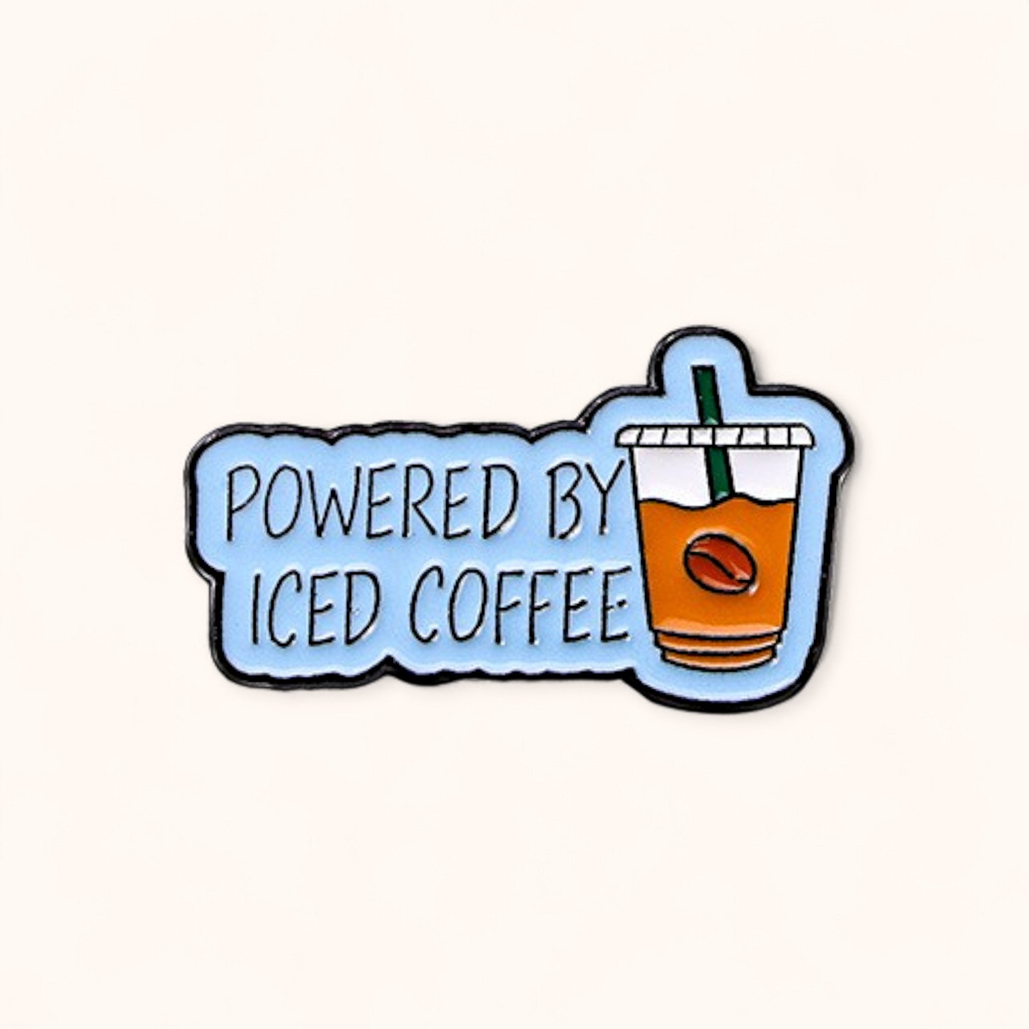 Powered by Iced Coffee Enamel Pin