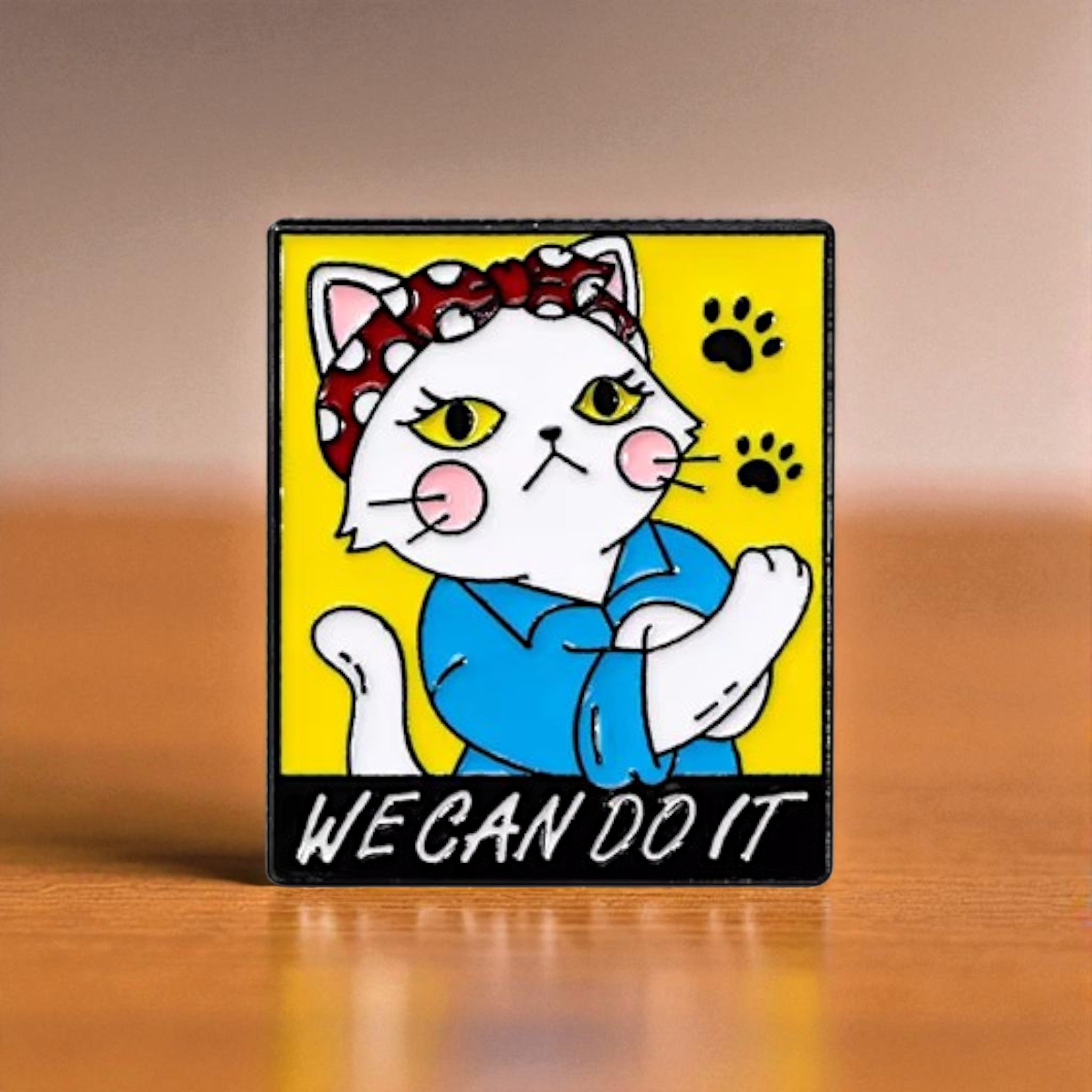 Rosie Riveter Inspired Cat Pin