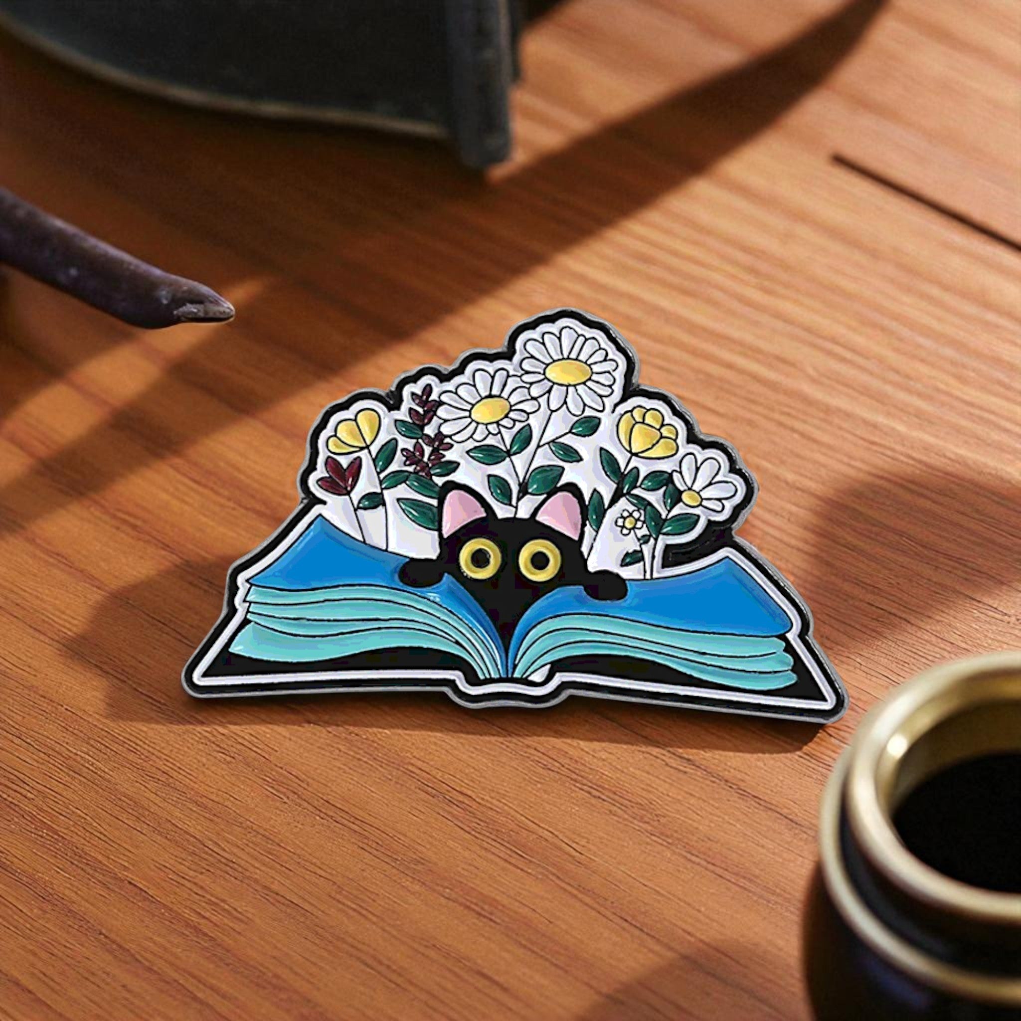 Cat Book Enamel Pin
