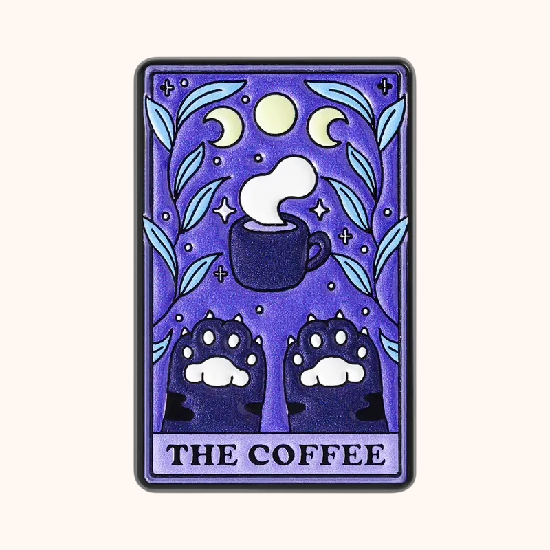 Coffee Paws Tarot Card Enamel Pin