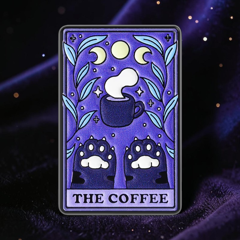Coffee Paws Tarot Card Enamel Pin
